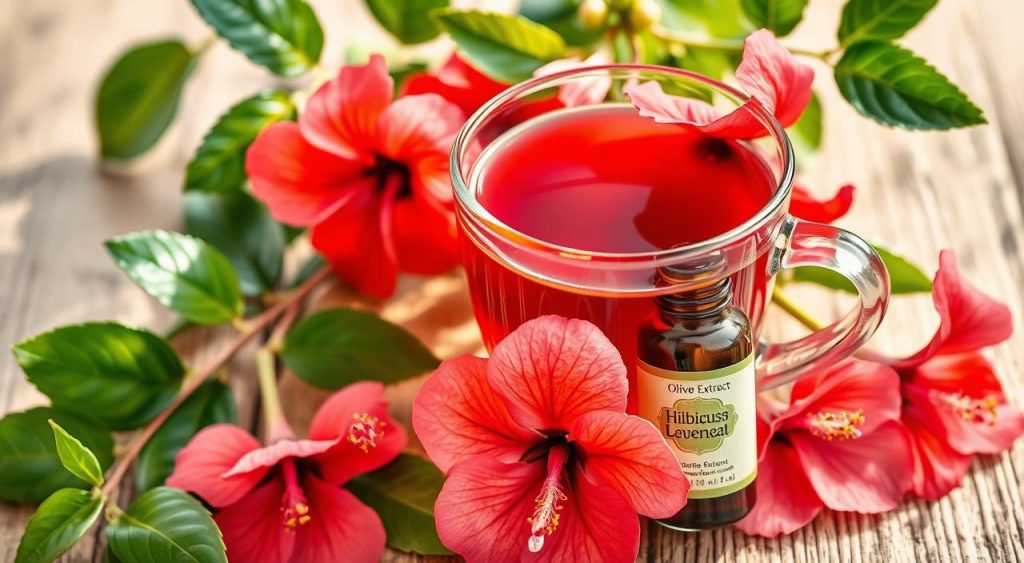 Hibiscus tea and olive leaf extract