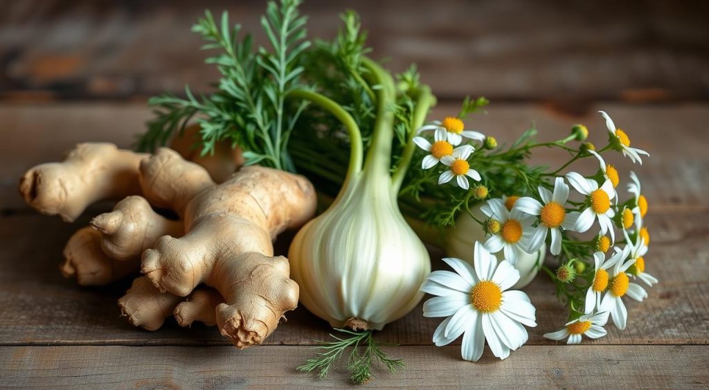 Ginger, fennel, and chamomile