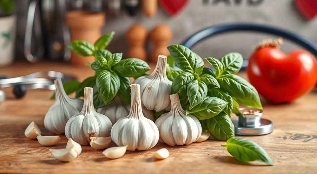 Hypertension Herbs Garlic and Basil